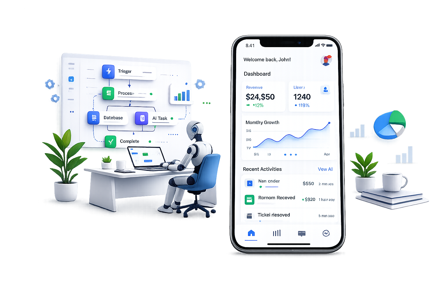 Mobile app and AI automation showcase