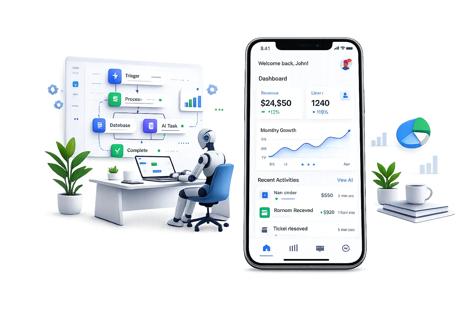 Mobile app and AI automation showcase